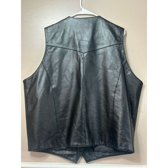 NWOT Cripple Creek Slick Black 100% Leather Western Vest Men's 3XL - Picture 9 of 9